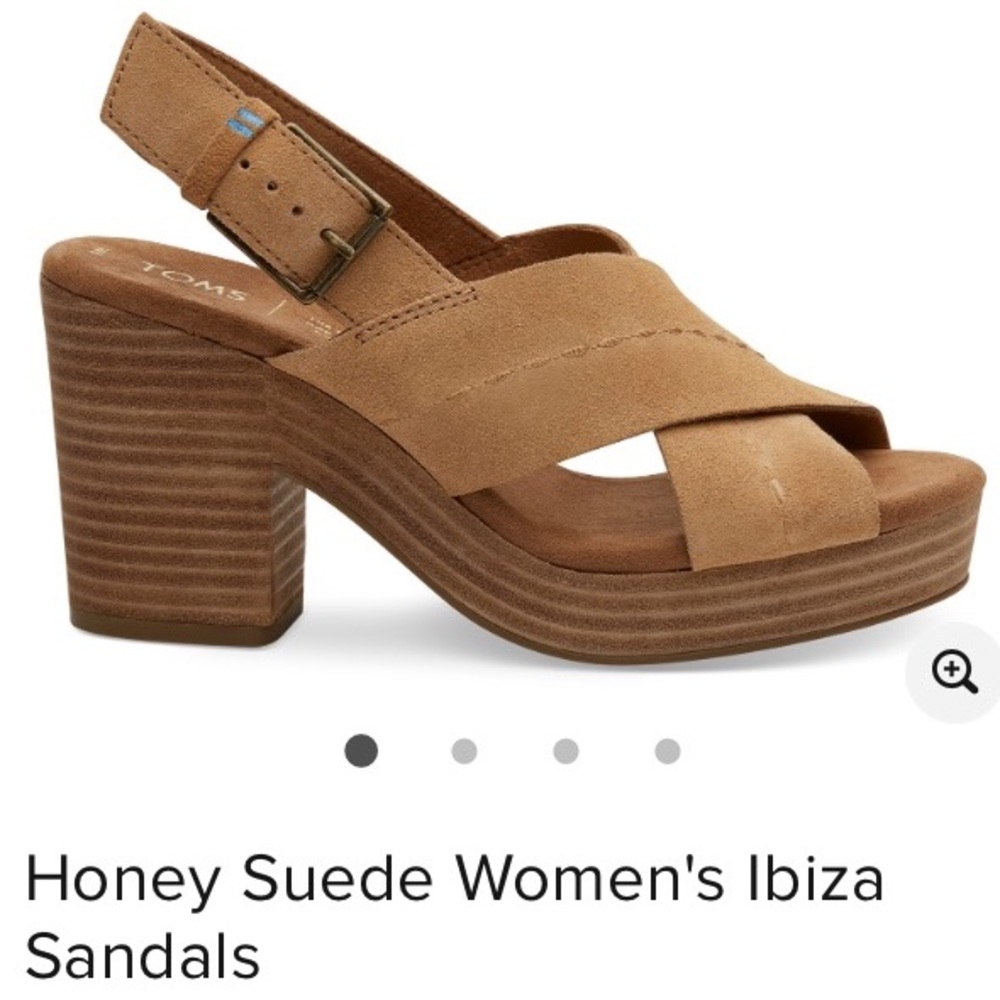 Honey suede women's Ibiza sandals TOMS NWT&Box